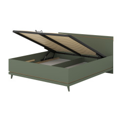 Łóżko 180 z pojemnikiem Scandi Typ 52 Zgaszona Zieleń Helvetia Wieruszów