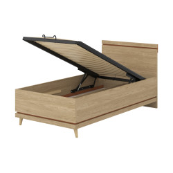 Łóżko 100 z pojemnikiem Scandi Typ 54 Dąb Olejowany/Ceglany Helvetia Wieruszów