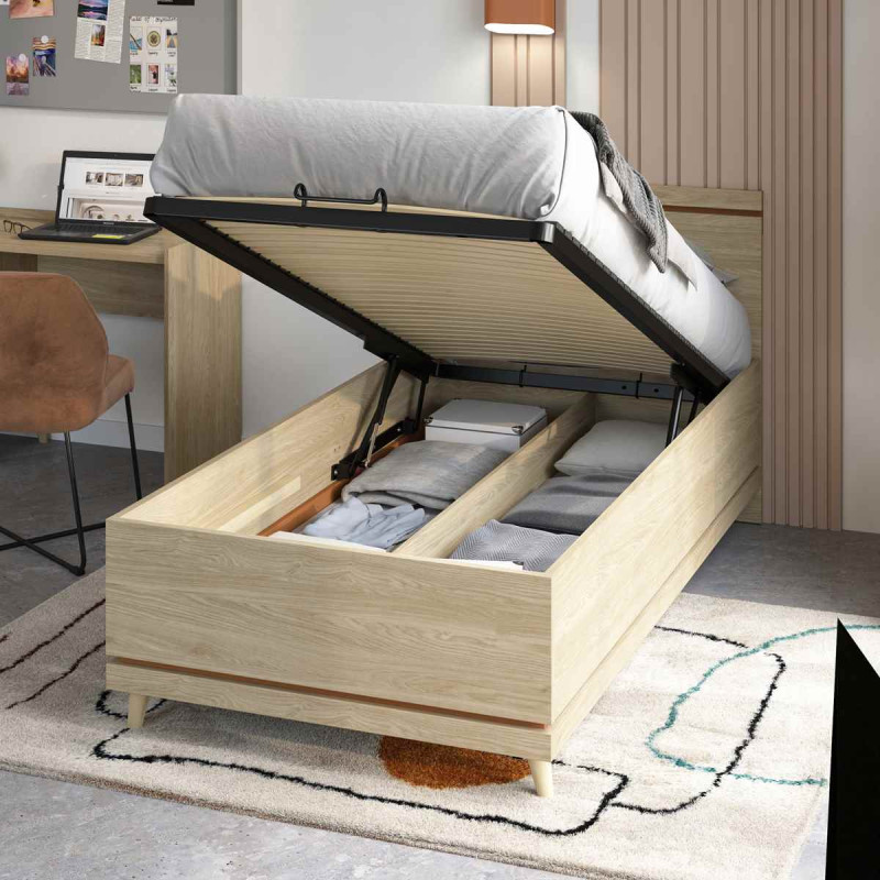 Łóżko 100 z pojemnikiem Scandi Typ 54 Dąb Olejowany/Ceglany Helvetia Wieruszów