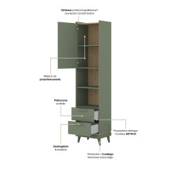 Regał Scandi Typ 88 Zgaszona Zieleń Helvetia Wieruszów