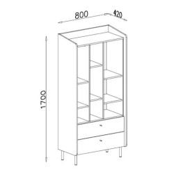 Otwarty regał Alessio AE06 eukaliptus/dąb baltic dune