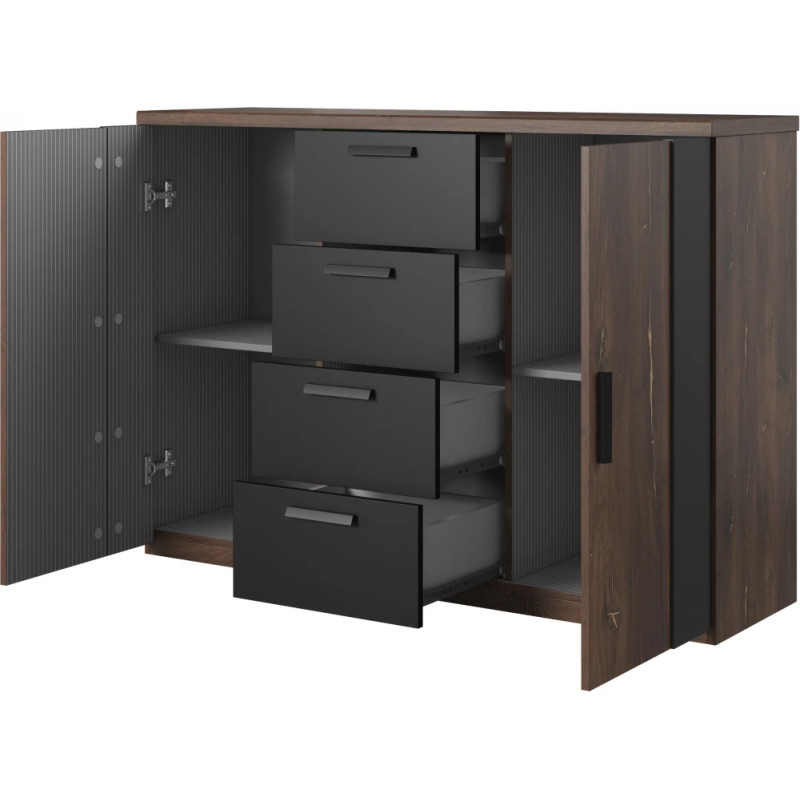 Komoda 2D4S Sigma Typ 26 Dąb Flagstaff/Stalowa Nić Helvetia Wieruszów