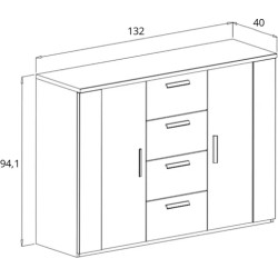Komoda 2D4S Sigma Typ 26 Dąb Flagstaff/Stalowa Nić Helvetia Wieruszów