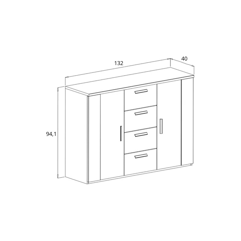 Komoda 2D4S Sigma Typ 26 Dąb Flagstaff/Stalowa Nić Helvetia Wieruszów