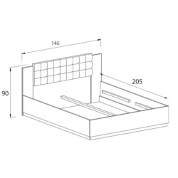 Łóżko 140 z zagłówkiem Sigma Typ 30 Dąb Flagstaff/Miedziana Nić Helvetia Wieruszów