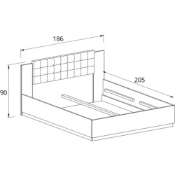 Łóżko 180 z zagłówkiem Sigma Typ 32 Dąb Flagstaff/Miedziana Nić Helvetia Wieruszów