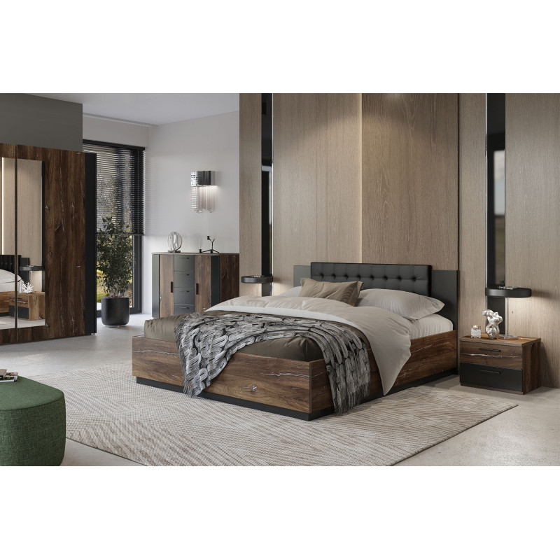 Łóżko 140 z pojemnikiem Sigma Typ 50 Dąb Flagstaff/Stalowa Nić Helvetia Wieruszów