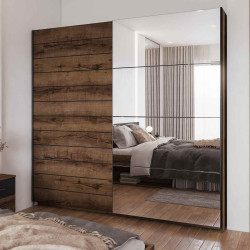 Szafa przesuwna z lustrem Beta Dąb Monastery/Czarny Helvetia Wieruszów