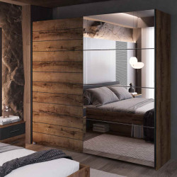 Szafa przesuwna z lustrem Beta Dąb Monastery/Czarny Helvetia Wieruszów