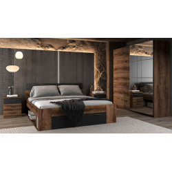 Szafa przesuwna BETA 200 cm z lustrem dąb monastery-czarny