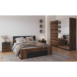 Szafa przesuwna BETA 180 cm dąb monastery czarny z lustrem