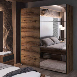 Szafa przesuwna 180 cm z lustrem Beta Dąb Monastery/Czarny Helvetia Wieruszów