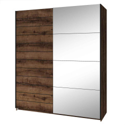 Szafa przesuwna 180 cm z lustrem Beta Dąb Monastery/Czarny Helvetia Wieruszów