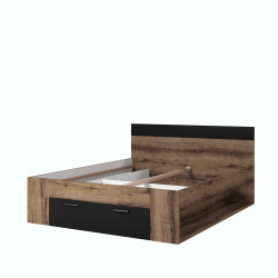 Łóżko 160 cm Beta Dąb Monastery/Czarny Helvetia Wieruszów