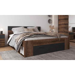 Łóżko 180 cm Beta Dąb Monastery/Czarny Helvetia Wieruszów