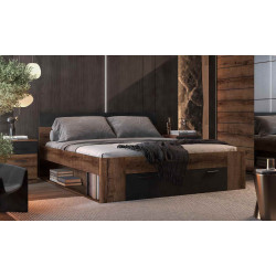 Łóżko 180 cm Beta Dąb Monastery/Czarny Helvetia Wieruszów