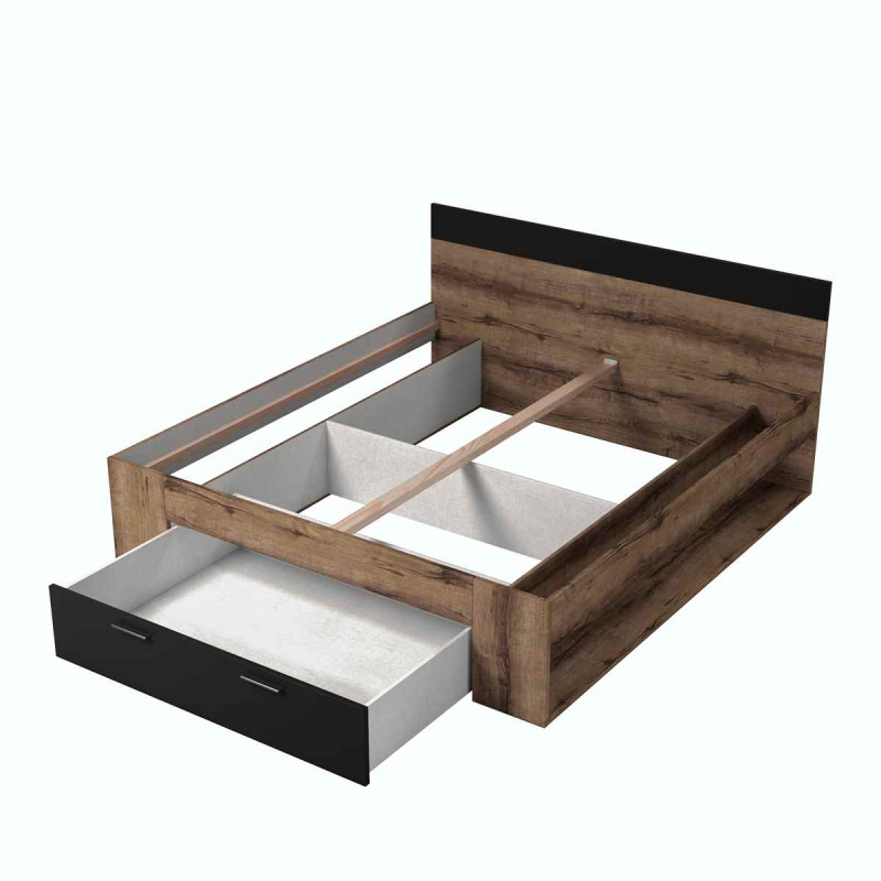 Łóżko 180 cm Beta Dąb Monastery/Czarny Helvetia Wieruszów