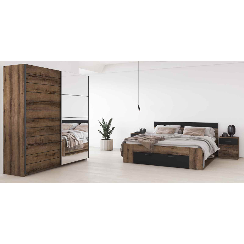 Łóżko 180 cm Beta Dąb Monastery/Czarny Helvetia Wieruszów