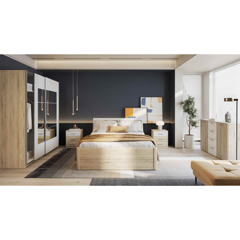 Szafa przesuwna 220 cm z lustrem Beta Remo Jasne/Biały Helvetia Wieruszów