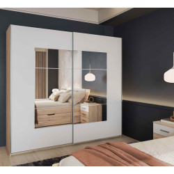 Szafa przesuwna 220 cm z lustrem Beta Remo Jasne/Biały Helvetia Wieruszów