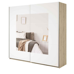 Szafa przesuwna 220 cm z lustrem Beta Remo Jasne/Biały Helvetia Wieruszów