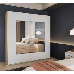 Szafa przesuwna 200 cm z lustrem Beta Remo Jasne/Biały Helvetia Wieruszów