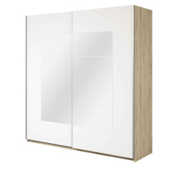 Szafa przesuwna 200 cm z lustrem Beta Remo Jasne/Biały Helvetia Wieruszów