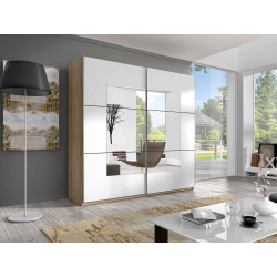 Szafa przesuwna 200 cm z lustrem Beta Remo Jasne/Biały Helvetia Wieruszów