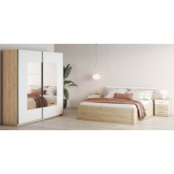 Szafa przesuwna 180 cm z lustrem Beta Remo Jasne/Biały Helvetia Wieruszów