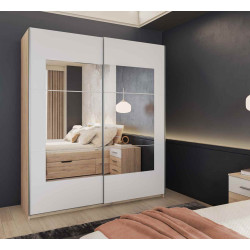 Szafa przesuwna 180 cm z lustrem Beta Remo Jasne/Biały Helvetia Wieruszów