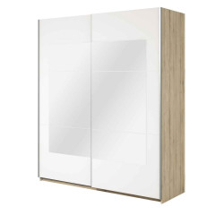 Szafa przesuwna 180 cm z lustrem Beta Remo Jasne/Biały Helvetia Wieruszów