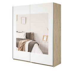 Szafa przesuwna 180 cm z lustrem Beta Remo Jasne/Biały Helvetia Wieruszów