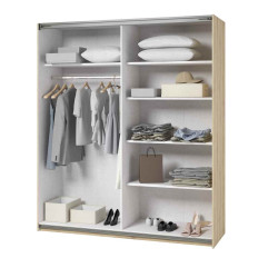 Szafa przesuwna 180 cm z lustrem Beta Remo Jasne/Biały Helvetia Wieruszów