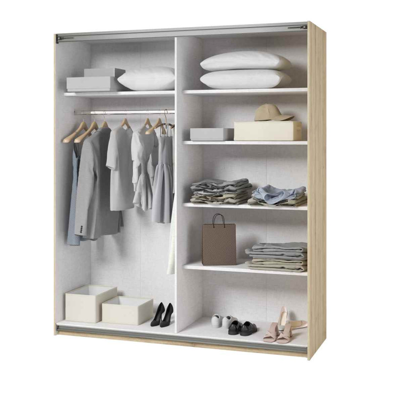 Szafa przesuwna 180 cm z lustrem Beta Remo Jasne/Biały Helvetia Wieruszów