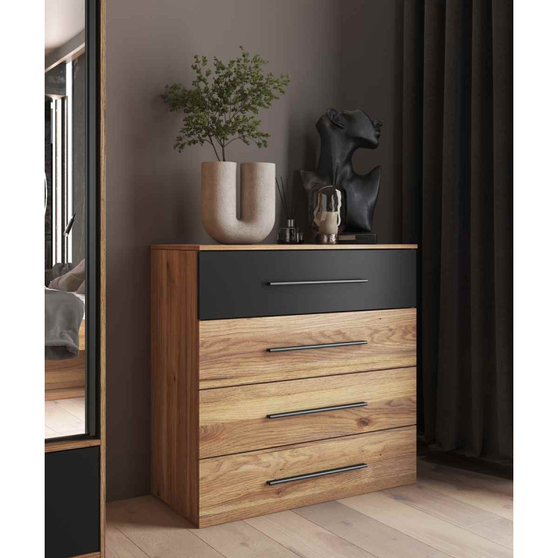 Komoda Beta Dąb Mauvella/Czarny Helvetia Wieruszów