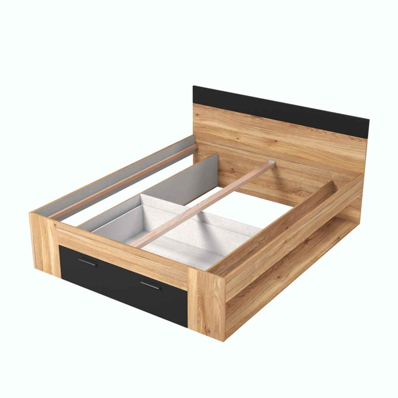 Łóżko 160 cm Beta Dąb Mauvella/Czarny Helvetia Wieruszów