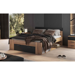 Łóżko 160 cm Beta Dąb Mauvella/Czarny Helvetia Wieruszów