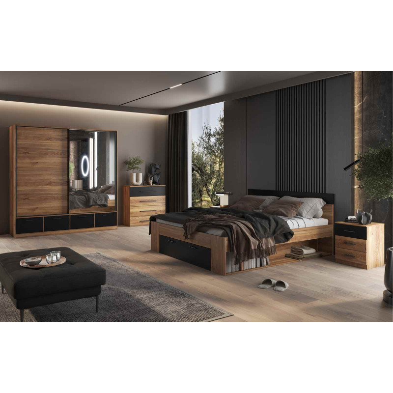 Łóżko 180 cm Beta Dąb Mauvella/Czarny Helvetia Wieruszów