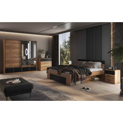 Szafa przesuwna 150 cm z lustrem Beta Dąb Mauvella/Czarny Helvetia Wieruszów