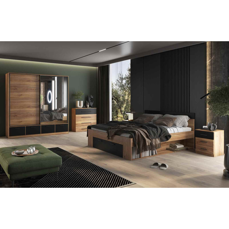 Szafa przesuwna 180 cm z lustrem Beta Dąb Mauvella Helvetia Wieruszów