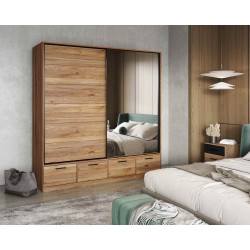 Szafa przesuwna 180 cm z lustrem Beta Dąb Mauvella Helvetia Wieruszów