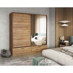 Szafa przesuwna 180 cm z lustrem Beta Dąb Mauvella Helvetia Wieruszów
