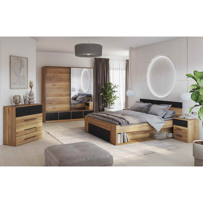 Szafa przesuwna 180 cm z lustrem Beta Dąb Mauvella Helvetia Wieruszów