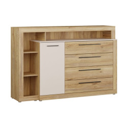 Komoda z szufladami 160 cm BLQK351LT Bellevue piaskowy/dąb mauvella