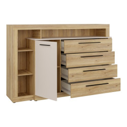 Komoda z szufladami 160 cm BLQK351LT Bellevue piaskowy/dąb mauvella