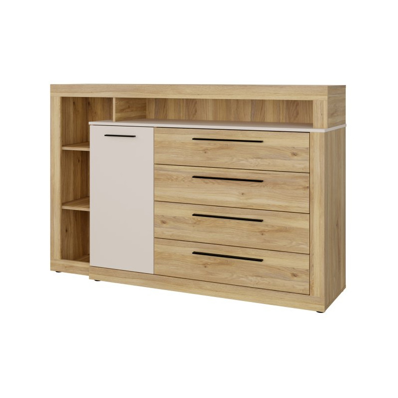 Komoda z szufladami 160 cm BLQK351LT Bellevue piaskowy/dąb mauvella
