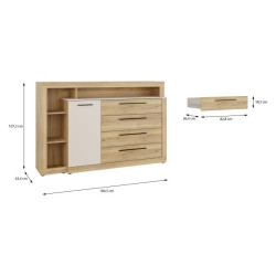 Komoda z szufladami 160 cm BLQK351LT Bellevue piaskowy/dąb mauvella