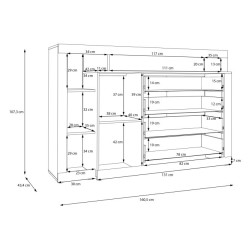 Komoda z szufladami 160 cm BLQK351LT Bellevue piaskowy/dąb mauvella