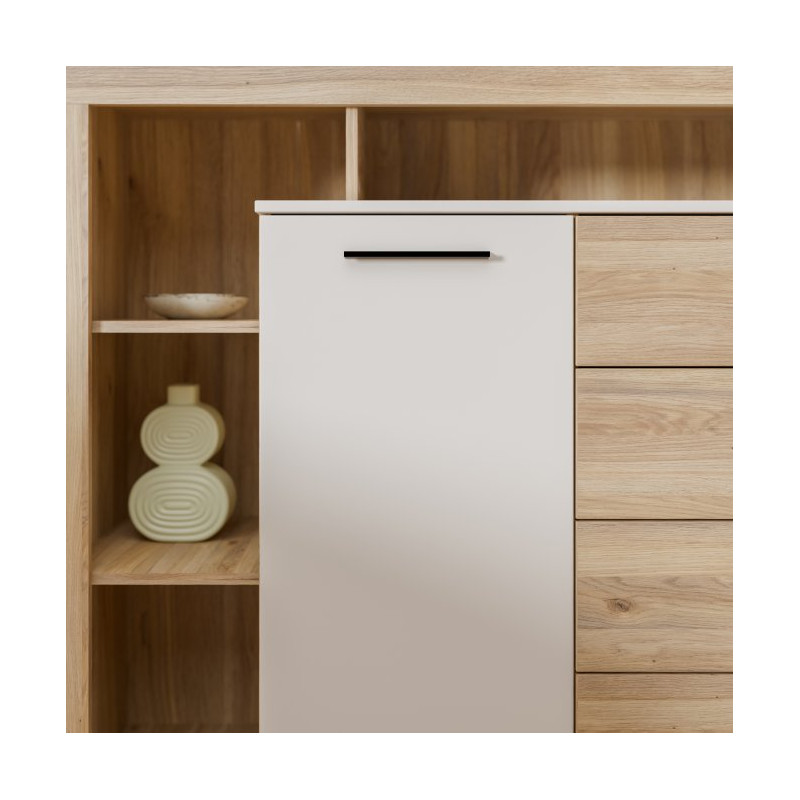 Komoda z szufladami 160 cm BLQK351LT Bellevue piaskowy/dąb mauvella