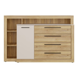 Komoda z szufladami 160 cm BLQK351LT Bellevue piaskowy/dąb mauvella
